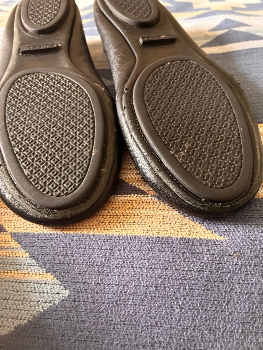 Tory Burch Black Logo Round-Toe Ballet Flats